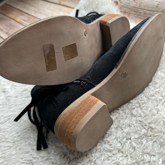 Primadonna Collection Black Suede Fringe Ankle Booties - Picture 8 of 11